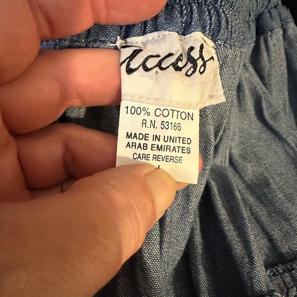 Vintage Access Blue Tiered Skirt Drawstring Elastic Waist L Double Denim Cotton - Picture 5 of 7